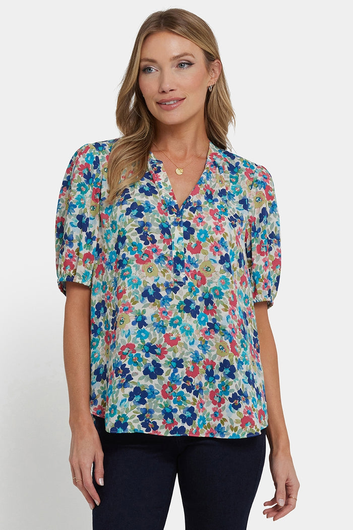 Short Puff Sleeved Popover Top | Cala Gracio | Blouse | NYDJ