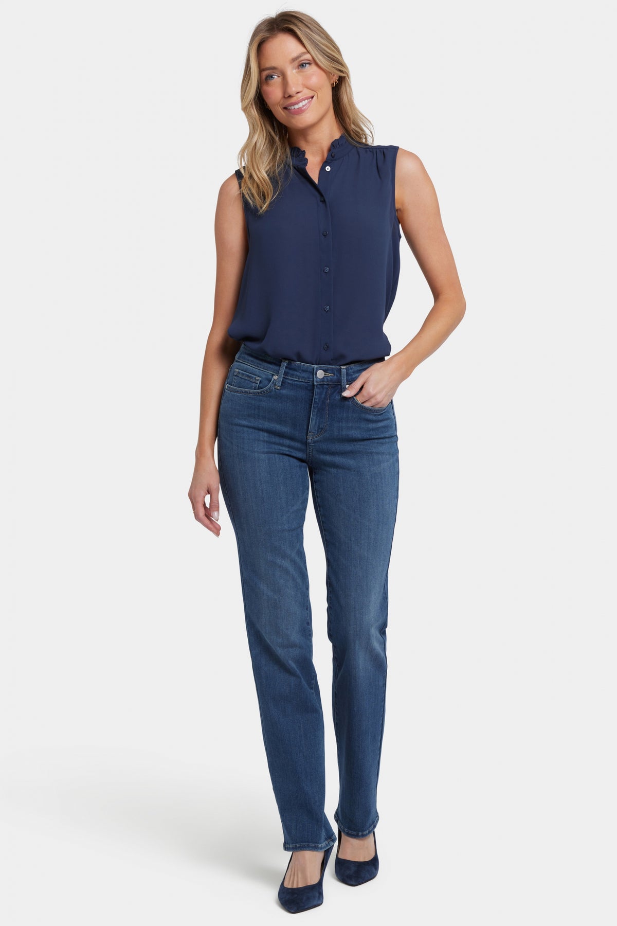 No Gapper™ Marilyn Straight Jeans In Petite In Sure Stretch® Denim Valencia Surf