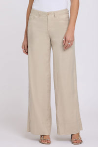 5 Pocket Wide Leg Trouser In Stretch Linen With Super High Rise | Feather | Pants | NYDJ