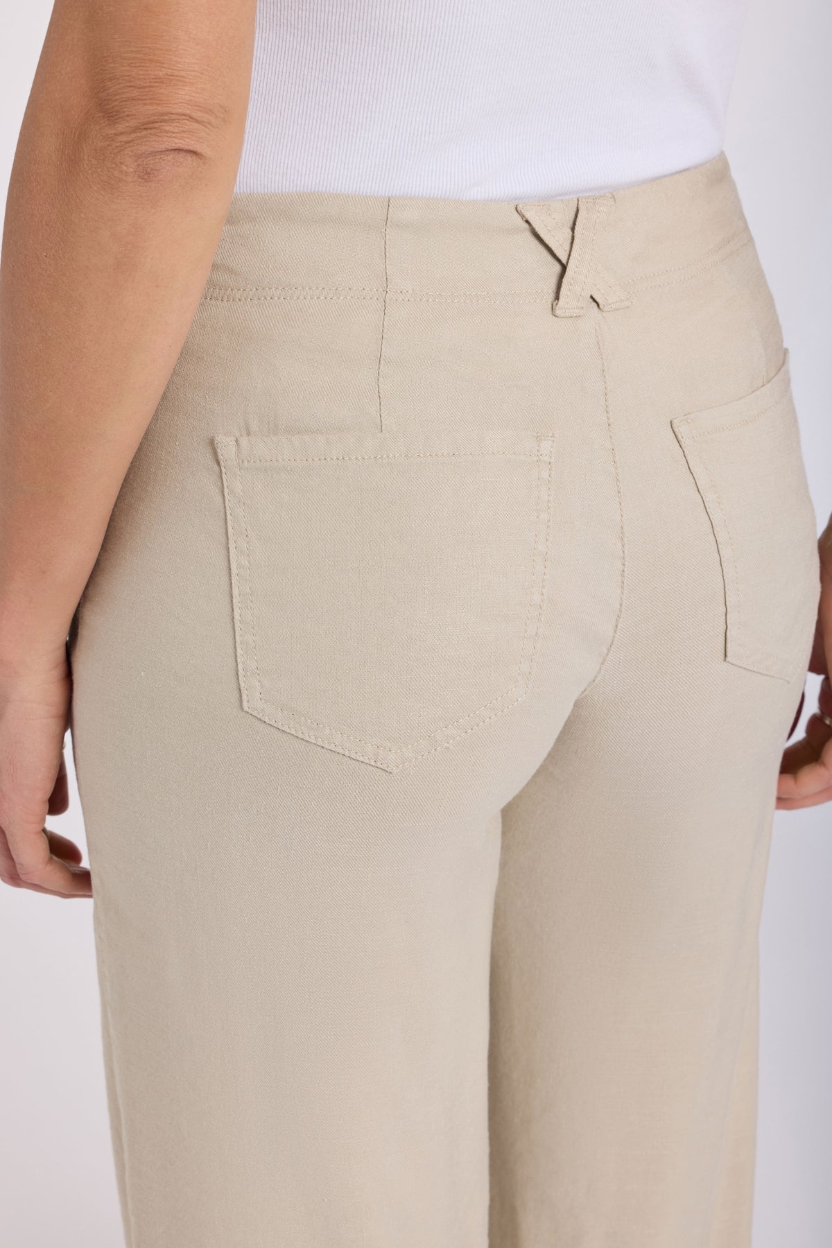5 Pocket Wide Leg Trouser In Stretch Linen With Super High Rise | Feather | Pants | NYDJ