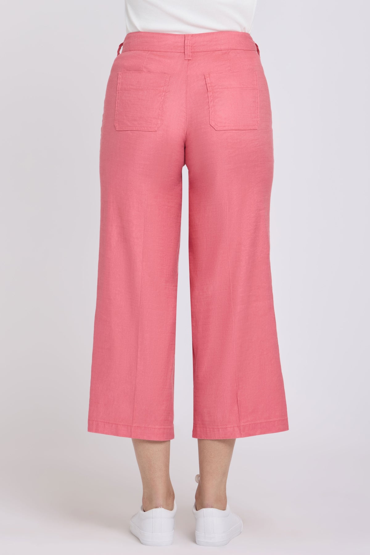 Wide Leg Cargo Capri Pants In Stretch Linen | Desert Rose | Pants | NYDJ