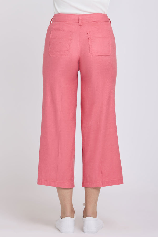Wide Leg Cargo Capri Pants In Stretch Linen | Desert Rose | Pants | NYDJ