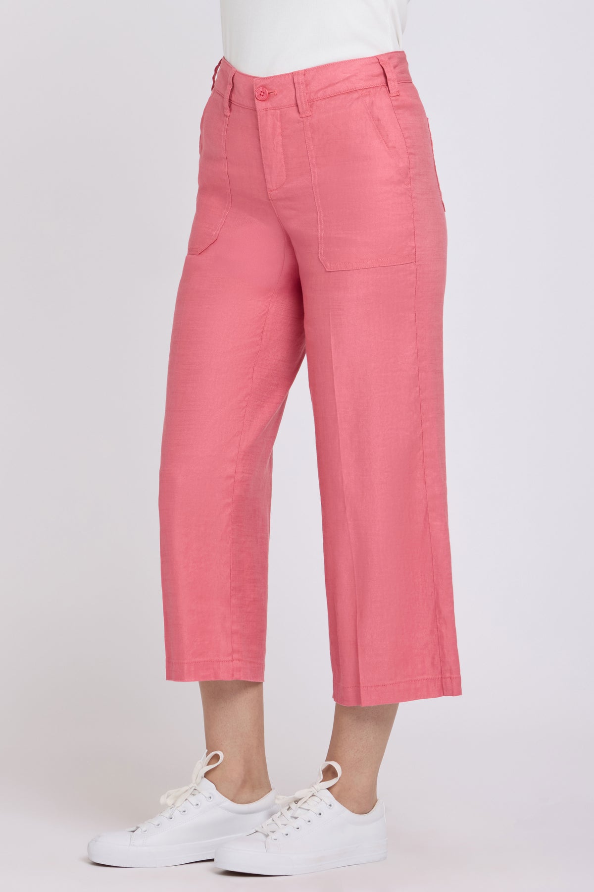 Wide Leg Cargo Capri Pants In Stretch Linen | Desert Rose | Pants | NYDJ