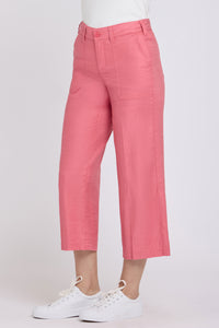 Wide Leg Cargo Capri Pants In Stretch Linen | Desert Rose | Pants | NYDJ
