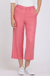Wide Leg Cargo Capri Pants In Stretch Linen | Desert Rose | Pants | NYDJ