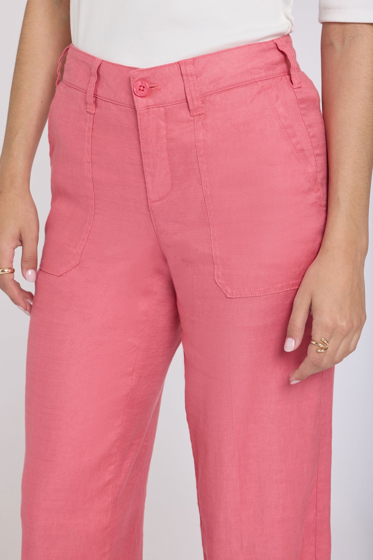 Wide Leg Cargo Capri Pants In Stretch Linen | Desert Rose | Pants | NYDJ