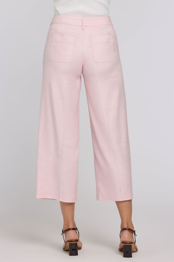 Wide Leg Cargo Capri Pants In Stretch Linen | Light Lilac | Pants | NYDJ