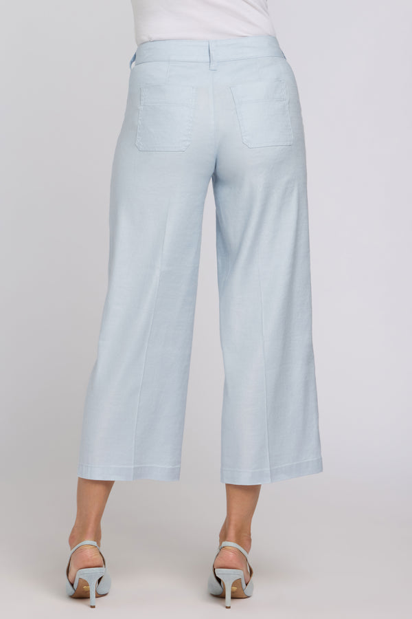 Wide Leg Cargo Capri Pants In Stretch Linen | Blue Clover | Pants | NYDJ