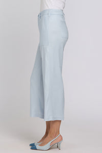 Wide Leg Cargo Capri Pants In Stretch Linen | Blue Clover | Pants | NYDJ