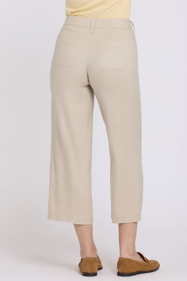 Wide Leg Cargo Capri Pants In Stretch Linen | Feather | Pants | NYDJ