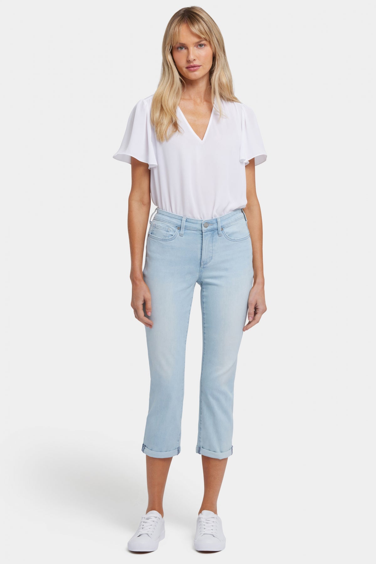 Chloe Skinny Capri Jeans In Cool Embrace® Denim With Roll Cuffs | Clear Water | Pants | NYDJ