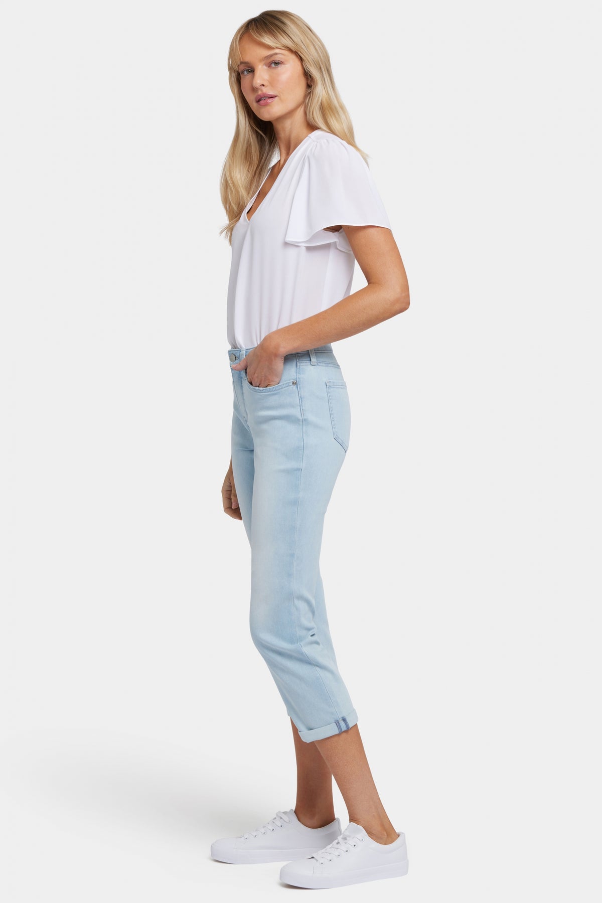 Chloe Skinny Capri Jeans In Cool Embrace® Denim With Roll Cuffs | Clear Water | Pants | NYDJ