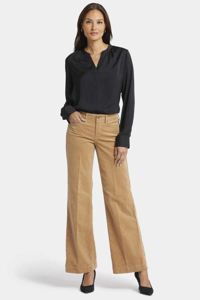 Teresa Wide Leg Trouser Beige Corduroy | Sand Dune | Non Denim | NYDJ