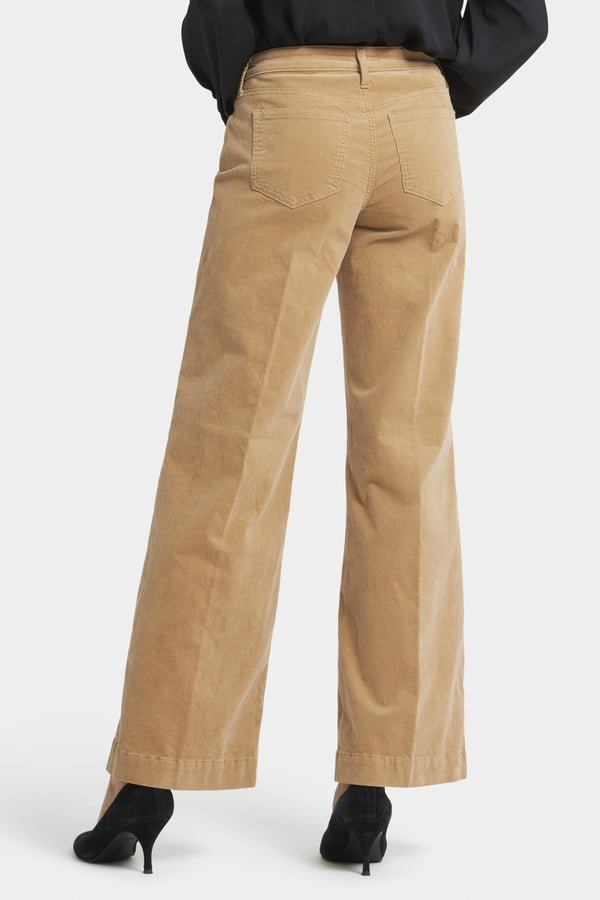 Teresa Wide Leg Trouser Beige Corduroy | Sand Dune | Non Denim | NYDJ