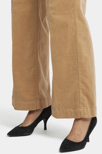 Teresa Wide Leg Trouser Beige Corduroy | Sand Dune | Non Denim | NYDJ