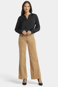 Teresa Wide Leg Trouser Beige Corduroy | Sand Dune | Non Denim | NYDJ