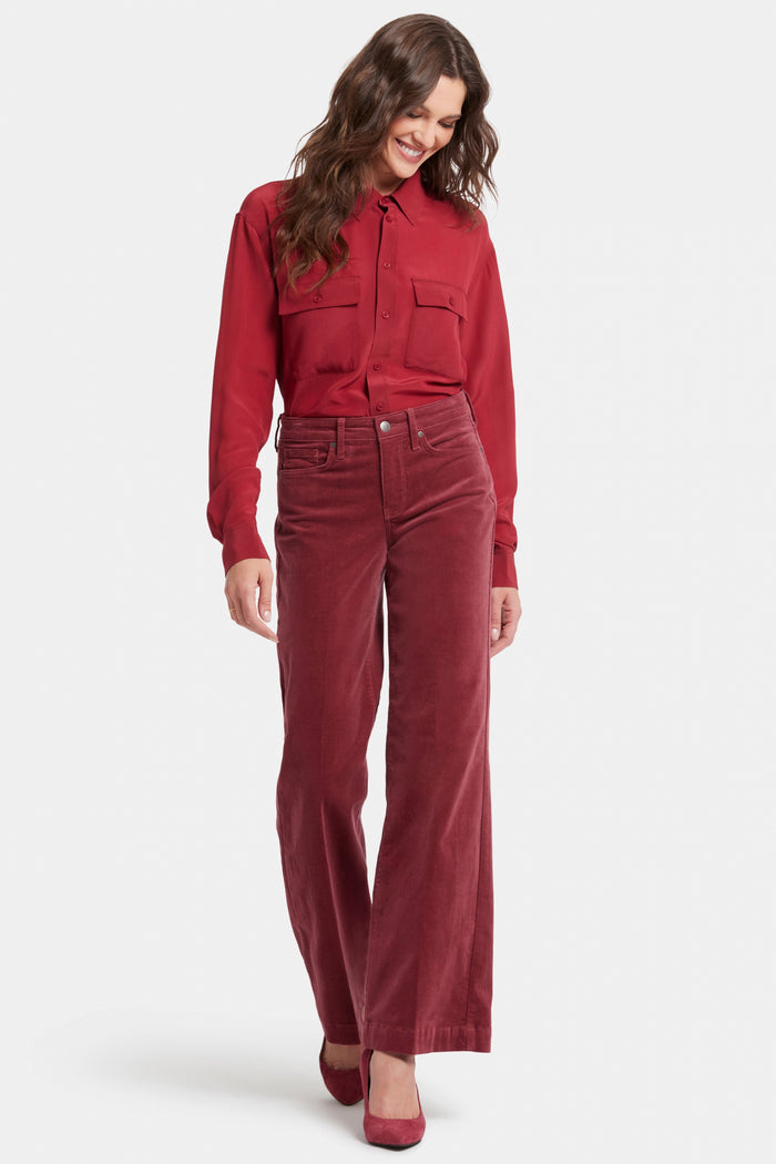 Teresa Wide Leg Trouser Red Corduroy | Paintbrush | Non Denim | NYDJ