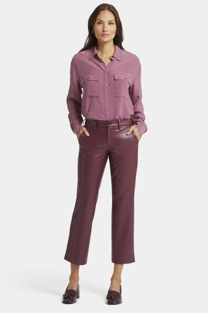 Faux Leather Straight Sculpt-Her™ Ankle Trouser Red | Tavern | Pants | NYDJ