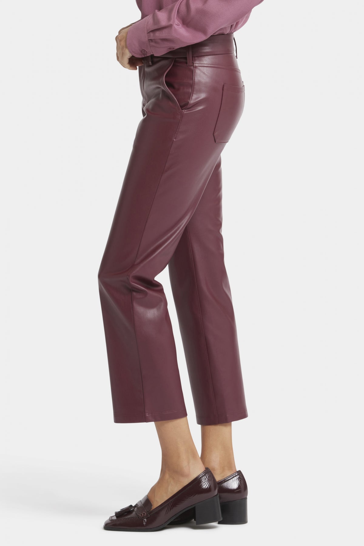Faux Leather Straight Sculpt-Her™ Ankle Trouser Red | Tavern | Pants | NYDJ
