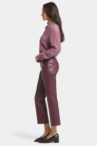 Faux Leather Straight Sculpt-Her™ Ankle Trouser Red | Tavern | Pants | NYDJ