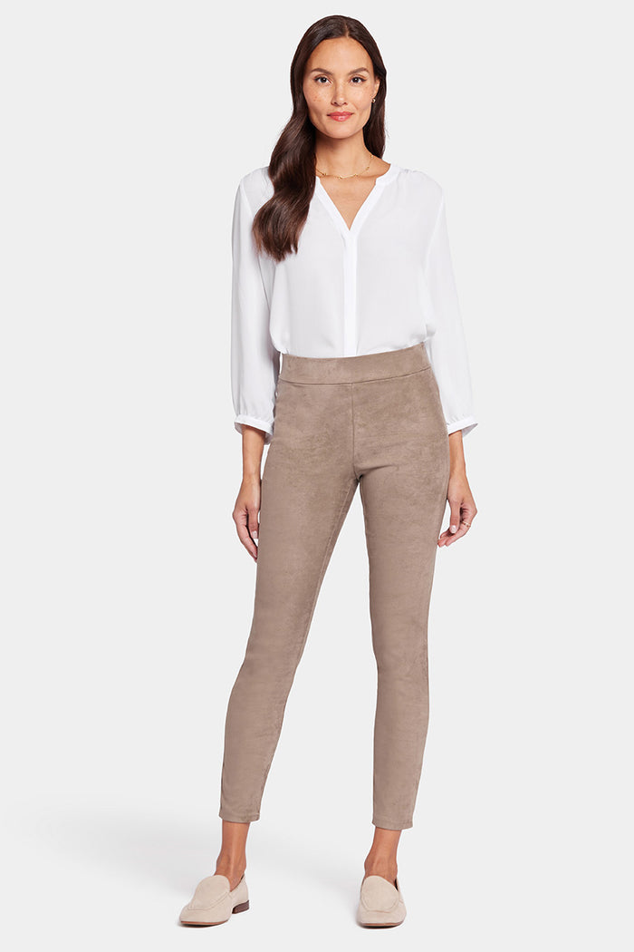 Basic Legging Trouser Light Brown Stretch Faux Suede | Saddlewood | Non Denim | NYDJ