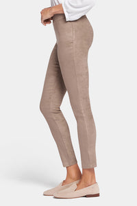 Basic Legging Trouser Light Brown Stretch Faux Suede | Saddlewood | Non Denim | NYDJ