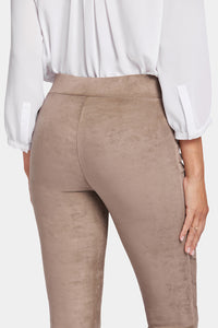 Basic Legging Trouser Light Brown Stretch Faux Suede | Saddlewood | Non Denim | NYDJ