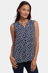 Sleeveless Pintuck Blouse Floral Print Orange | Costa Nova | Top | NYDJ
