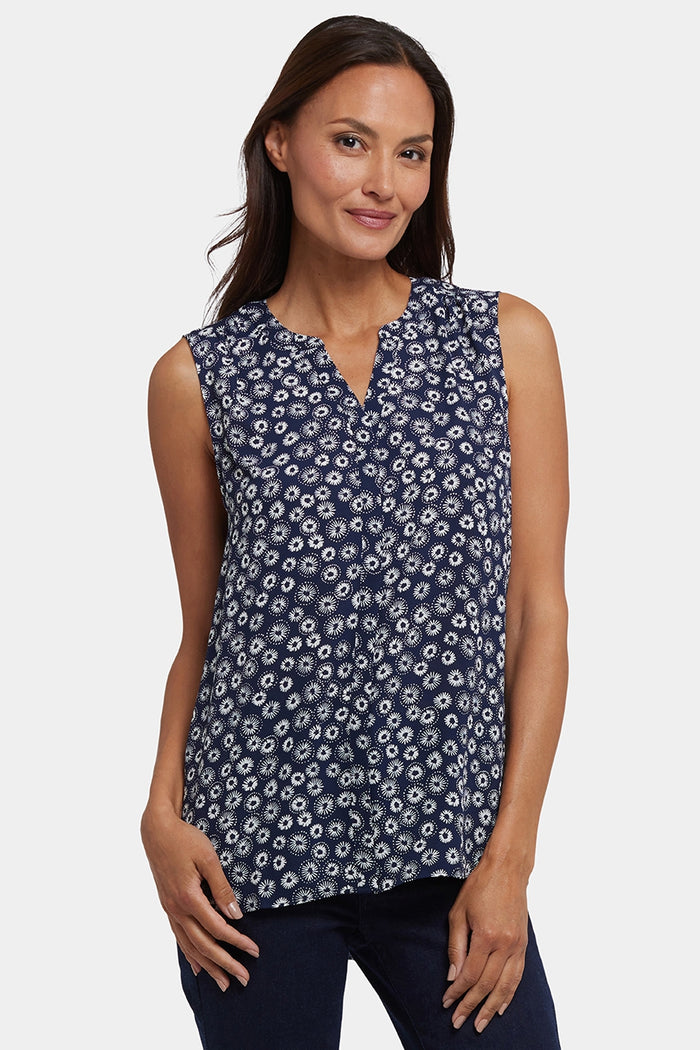 Sleeveless Pintuck Blouse Floral Print Orange | Costa Nova | Top | NYDJ