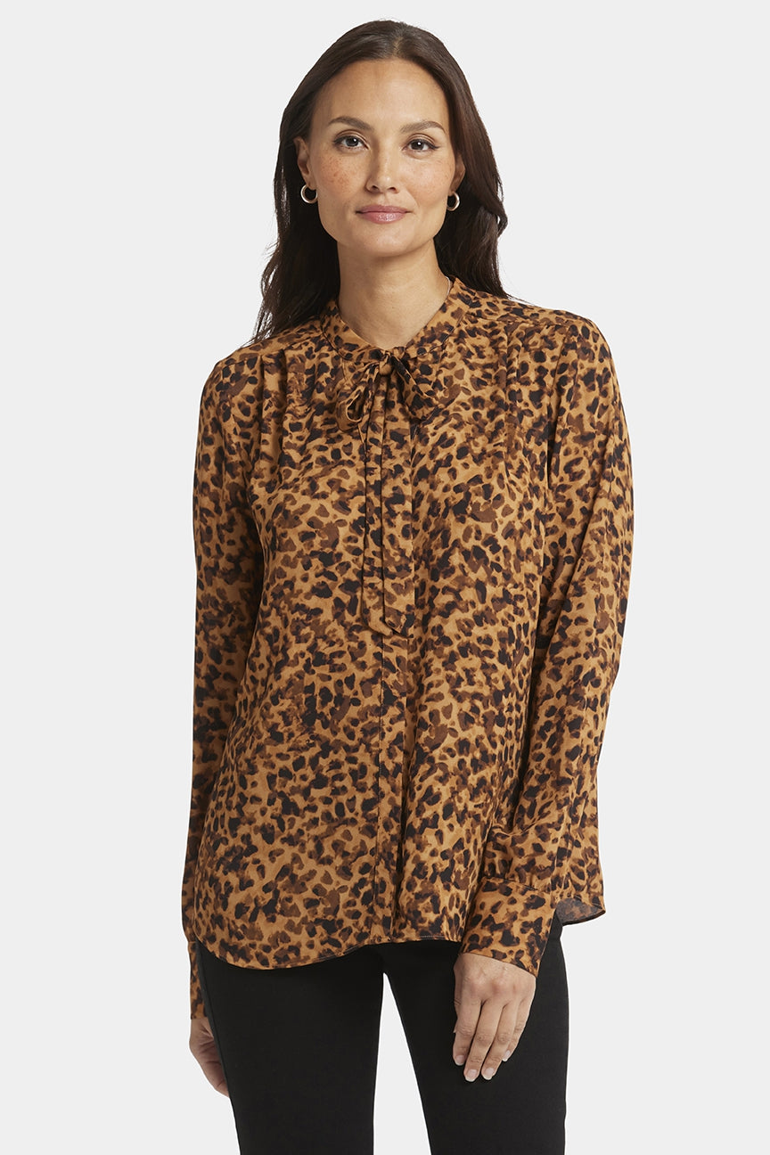 Tie Neck Blouse Animal Print Caterina