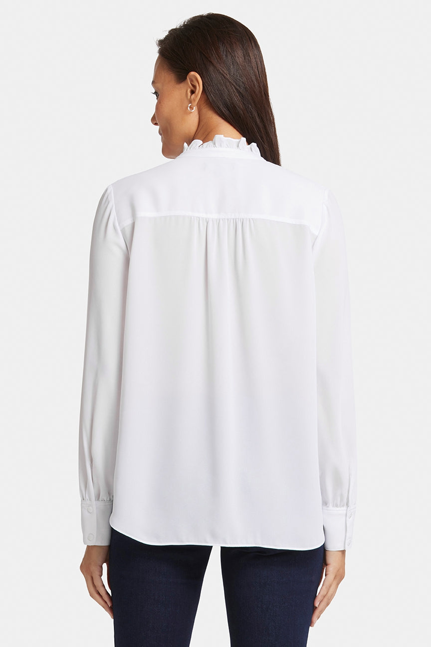 Ruffle Neck Blouse White | NYDJ – NYDJ UK