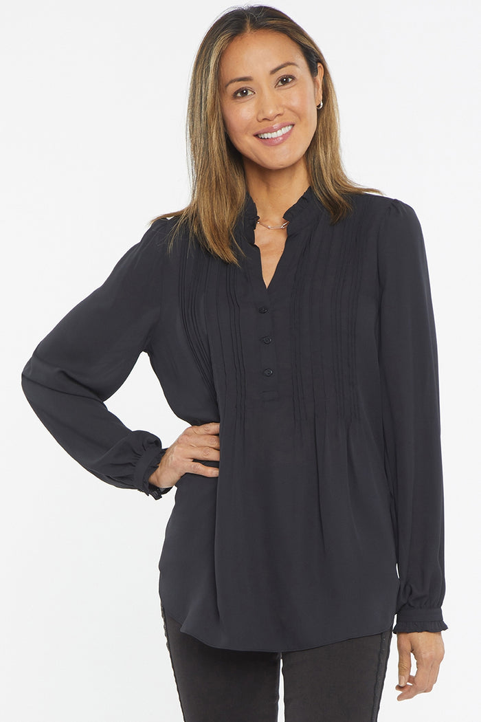 Pleated Front Tunic Black | Black | Top | NYDJ