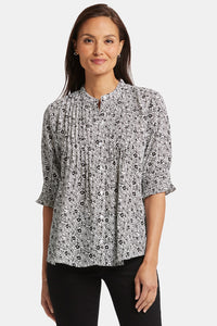 Pleated Short Sleeved Blouse Animal Print | Adriana | Blouse | NYDJ