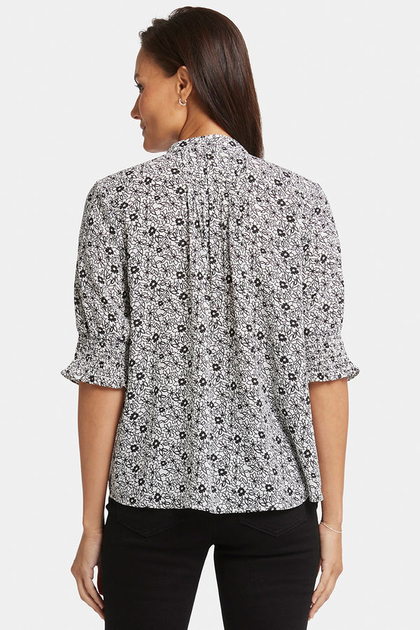 Pleated Short Sleeved Blouse Animal Print | Adriana | Blouse | NYDJ