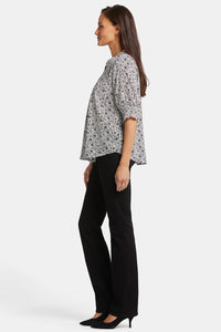 Pleated Short Sleeved Blouse Animal Print | Adriana | Blouse | NYDJ