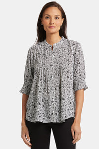 Pleated Short Sleeved Blouse Animal Print | Adriana | Blouse | NYDJ