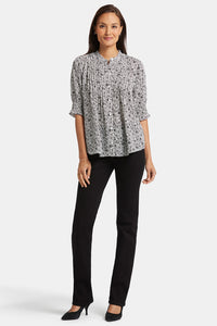 Pleated Short Sleeved Blouse Animal Print | Adriana | Blouse | NYDJ