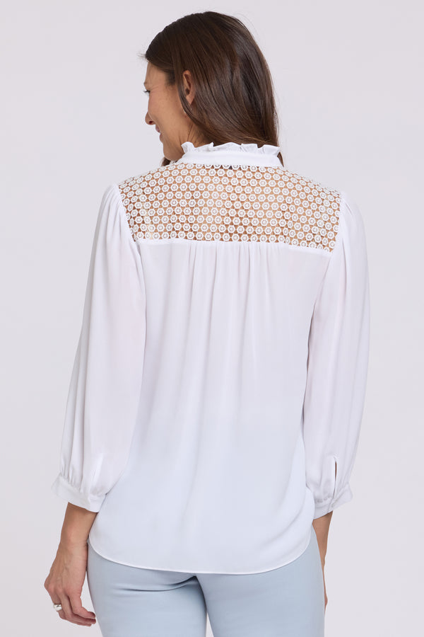 Lorelei Lace Yoke Blouse | Optic White | Blouse | NYDJ