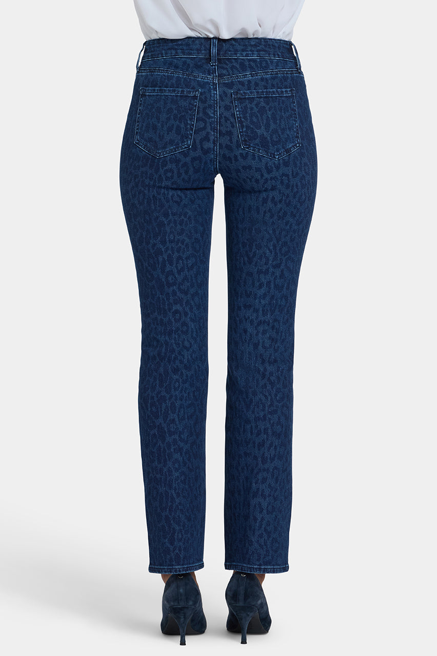 High Rise Marilyn Straight | Dark Denim Leopard Print | Denim | NYDJ