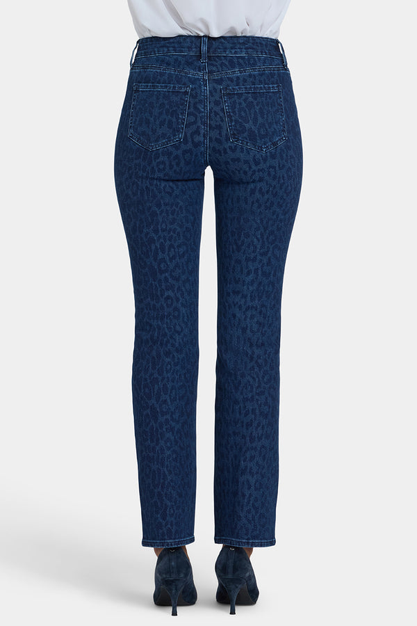 High Rise Marilyn Straight | Dark Denim Leopard Print | Denim | NYDJ