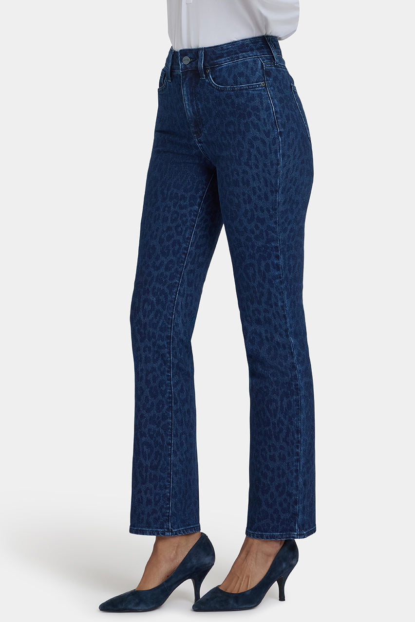 High Rise Marilyn Straight | Dark Denim Leopard Print | Denim | NYDJ