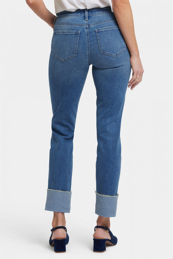 Sheri Slim Ankle Jeans With 4" Striped Cuffs | Costa Brava | Pants | NYDJ