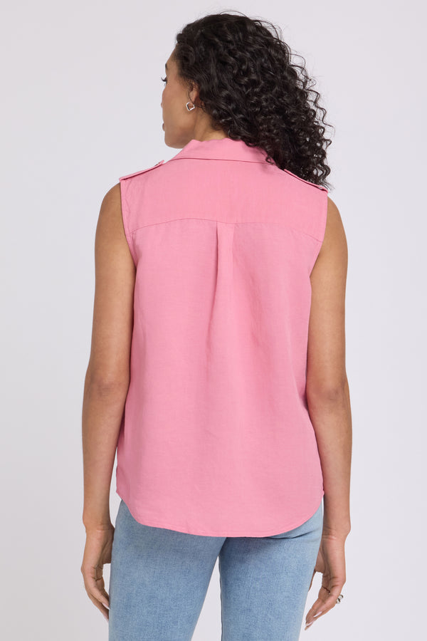 Gabrielle Sleeveless Linen Blouse | Desert Rose | Blouse | NYDJ