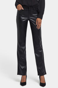 Vegan Stretch Sculpt-Her™ Leather Marilyn Straight Pants | Black | Pants | NYDJ