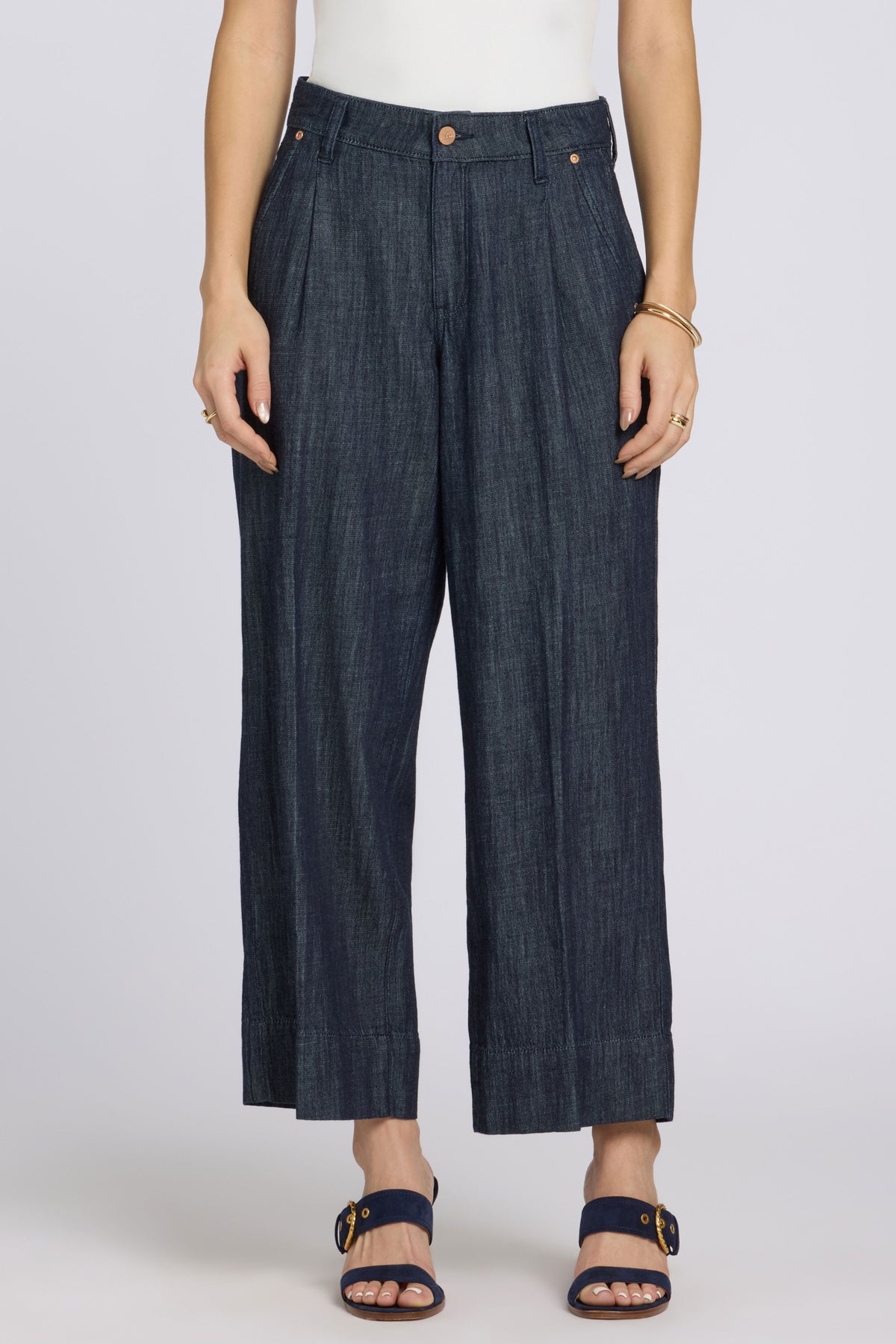 Teresa Wide Leg Ankle Jeans With High Rise | Dark Indigo | Pants | NYDJ