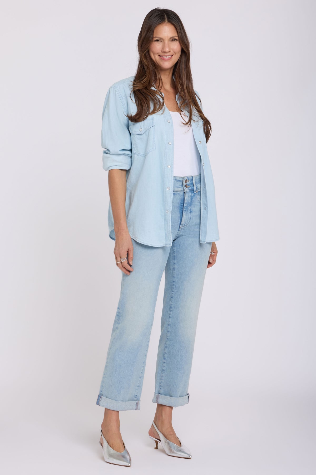 Bailey Relaxed Straight Crop Jeans In Re-New Denim With High Rise | Keys View | Denim | NYDJ