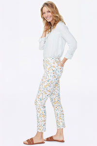 Sheri Slim Ankle Jeans Printed Premium Denim | Zinnia Arrangement Marigold | Non Denim | NYDJ