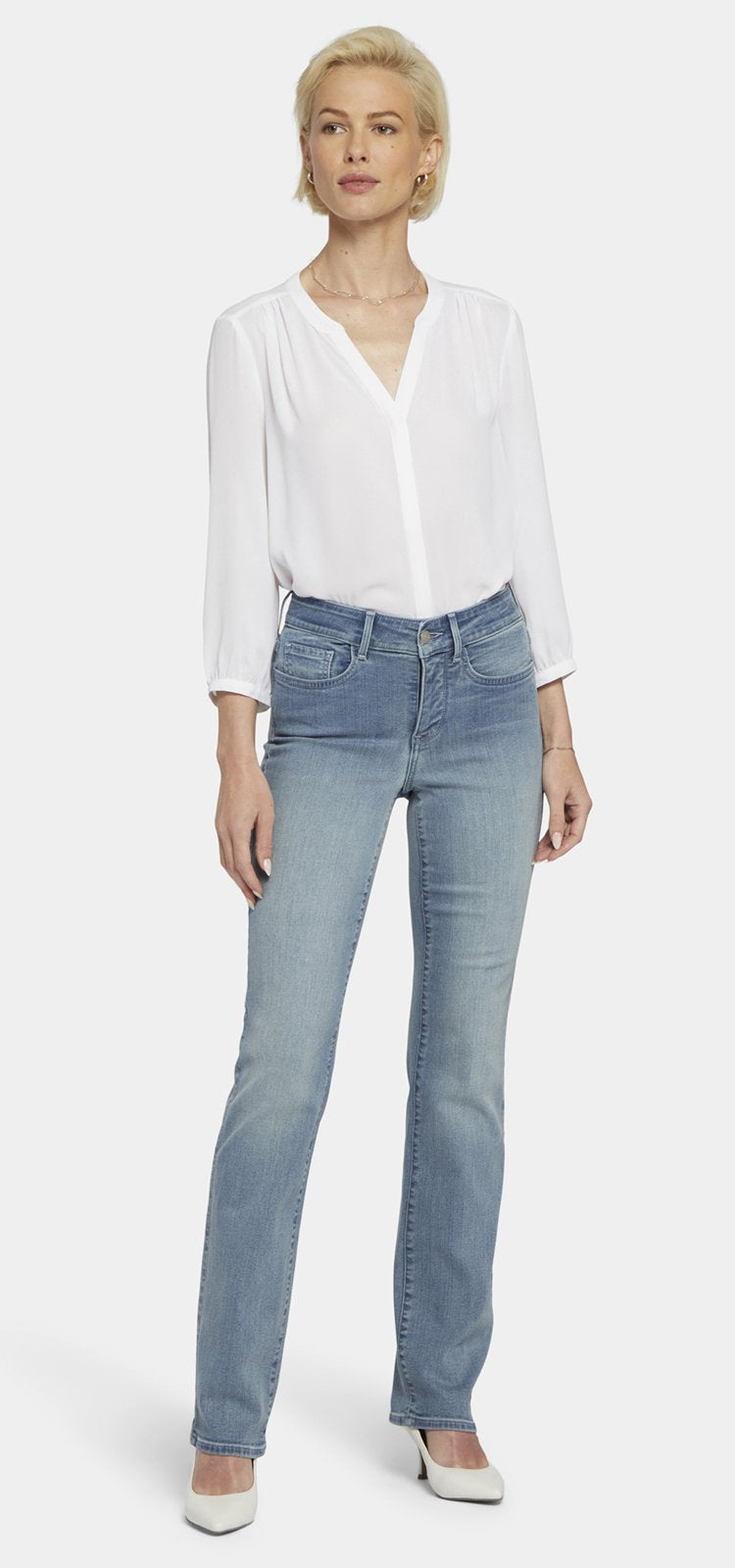 Marilyn Straight Jeans Light Blue Premium Denim (Petite) Thistle Falls
